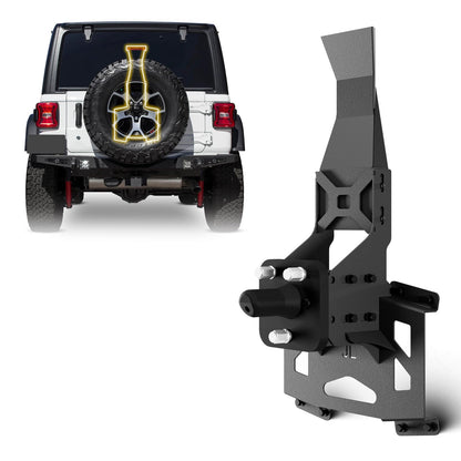 KLYONA for Wrangler JL Adjustable Spare Tire Carrier Compatible with 2018-2026 Jeep Wrangler JL JLU, up to 40 inches Tire Lift with Third Brake Light & Rear-View Camera Slot (Camera not Included)