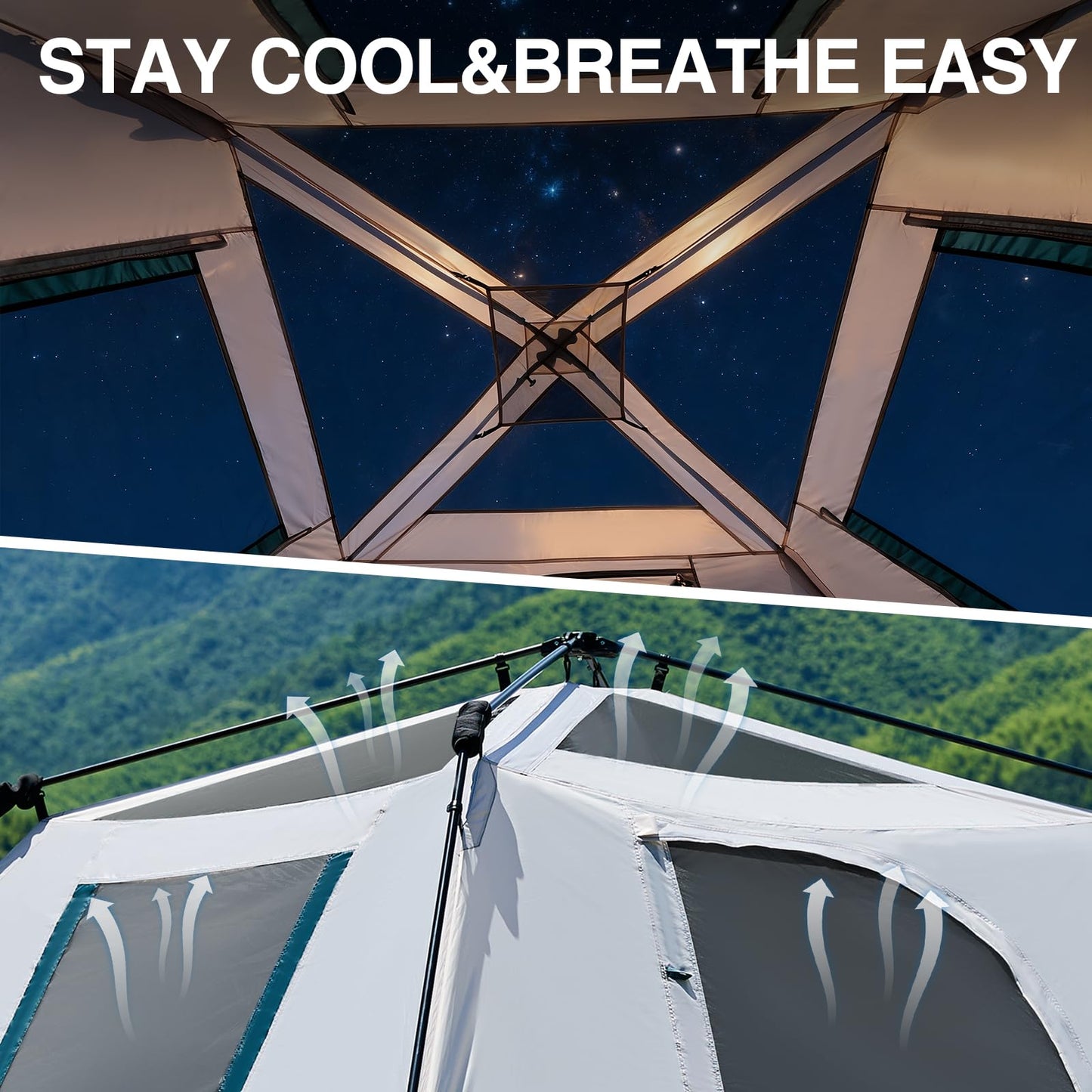 LEISURE IMPACT 6 Person Instant Camping Tent with Rainfly, 60s Easy Setup Family Cabin Tent 10x9ft, 1200mm Waterproof & Skylight Ventilation, Portable Shelter for Outdoor Camping, Hiking, Backyard