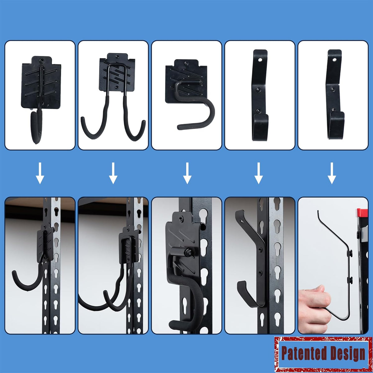 Ultrawall 5 Pack Shelving Hooks - Versatile Organization for Clothes, Hats, Tools & More