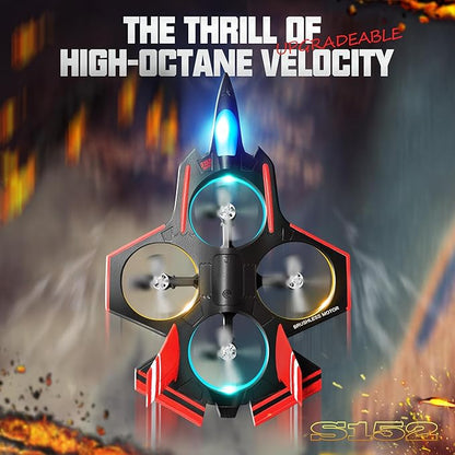 BEZGAR Brushless RC Plane with Camera | 2.4GHZ Remote Control Airplane 6-axis Gyro Drones for Kids RC Helicopter 360°Flip Jet Fighter for Beginners with LED Navigation Lights and Two Batteries