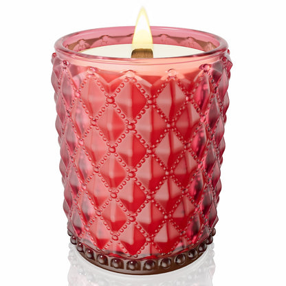 M&SENSE 16.6oz Wood Wick Scented Candle, Non Toxic Soy Wax with Crackling Wick, DarkRoseAmber Scent 100H Burn Long Lasting for Bedroom Kitchen Home Decor, Housewarming Gifts for Family Friends