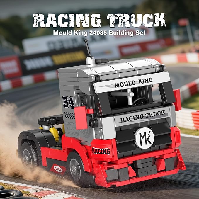 Mould King 24085 Technik Racing Truck Building Set – Classic Semi Truck Model Toy MOC 491PCS Static Display Kits for 8 Teens &amp Adult Collectors