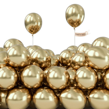 PartyWoo Metallic Gold Balloons 50pcs 5 Inch Chrome Gold Latex Balloons for Birthday Graduation Baby Shower Anniversary Wedding Bachelorette Christmas New Year Tea Party Decorations Gold-G128