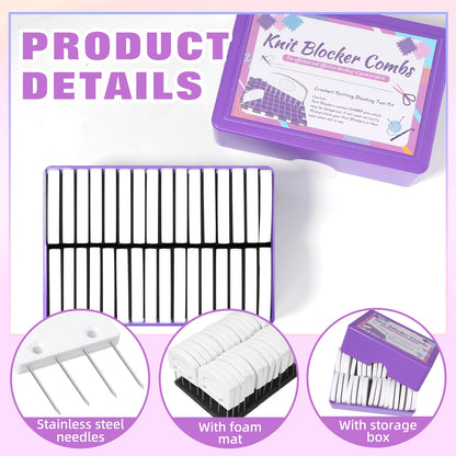 32 Pcs Knit Blocking Combs for Knitting, Crochet Blocking Pin, Short Knit Blockers Combs for Blocking Knitting Crochet Sewing Lace Needlework Projects Tool Device （White）