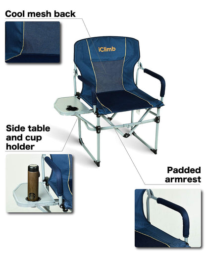 iClimb 1 Light Folding Table and 1 Heavy Duty Compact Folding Chair Bundle for Adults Outdoor Camping Beach Concert