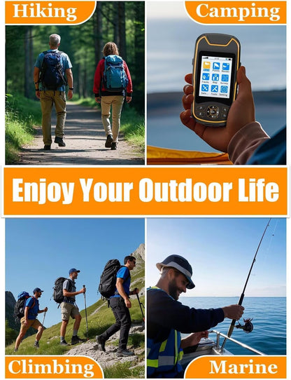 Handheld GPS for Hiking, Rugged and Waterproof Handheld GPS Navigator, 3.2" Sunlight Readable Screen, Compact Satellite Handheld GPS with USA Topo Map, Multi-GNSS Support, Extra Battery Life