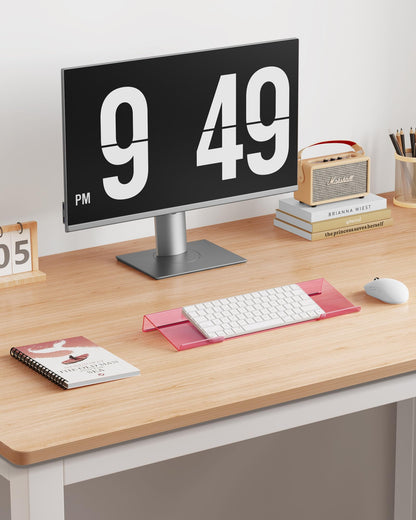 Ergonomic Computer Keyboard Stand for Desktop (Clear Pink), Keyboard Tilted Elevated Rack Key Board Holder Riser Stand for Office Home Desk Work