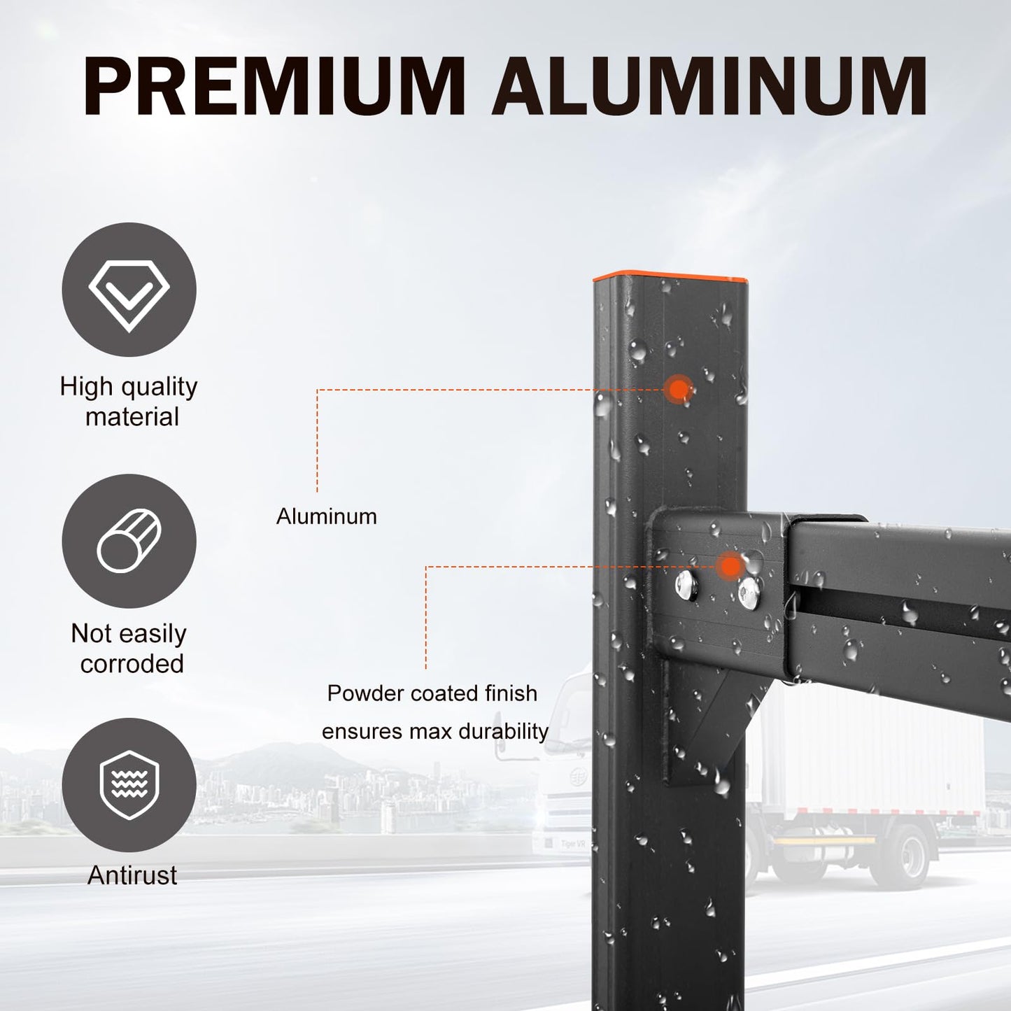 800 lbs Capacity Aluminum Trailer Ladder Rack,Cargo Box Truck Ladder Rack,Adjustable 6FT to 8.2FT Trailer Roof Ladder Rack with 2 Straps for Universal Enclosed Trailers and Open Trailers