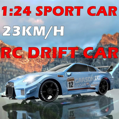 1:24 RC Drift 2.4GHz with LED Light Race Car Toys for Boys and Girls Aged 6+ Speed Adjustable up to 23Km/H High-Speed RC Racing Cars Toy Gift for Boys &amp Girls (Blue)