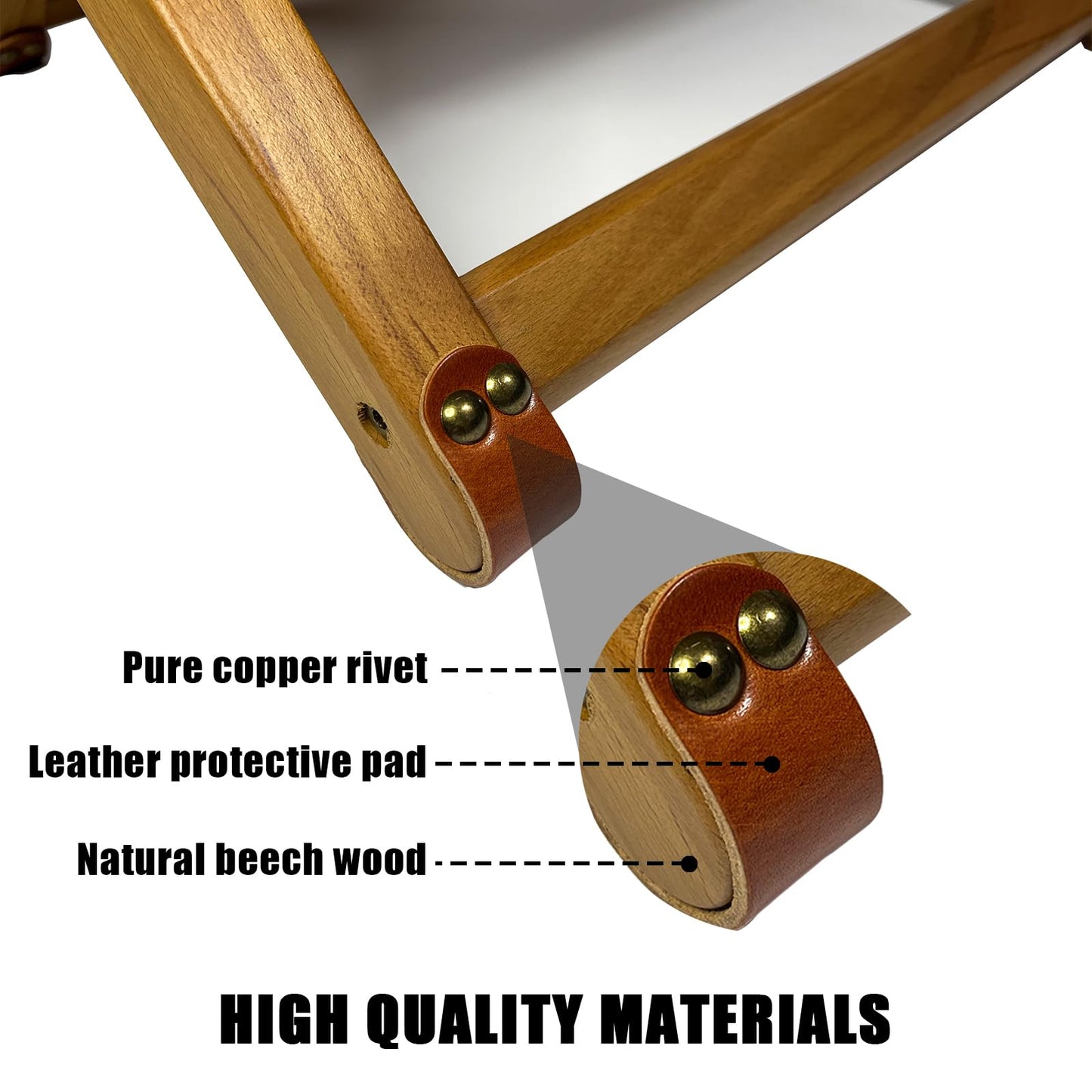 KIDENEI Foldable Leather Stool, Portable Beech Wood Artist Folding Stool, Italian Top Vegetable Tanned Leather Seat, Home Fashion Genuine Leathers Director’s Stools for Home Outdoor Camping Fishing