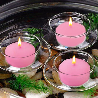 Horizon - Unscented 24 Piece Floating Candles for Parties | 2" Dripless and Smokeless Floating Candles with 5 Hours Burning Time for Centerpieces at Wedding, Pool, Home Decor | Baby Pink