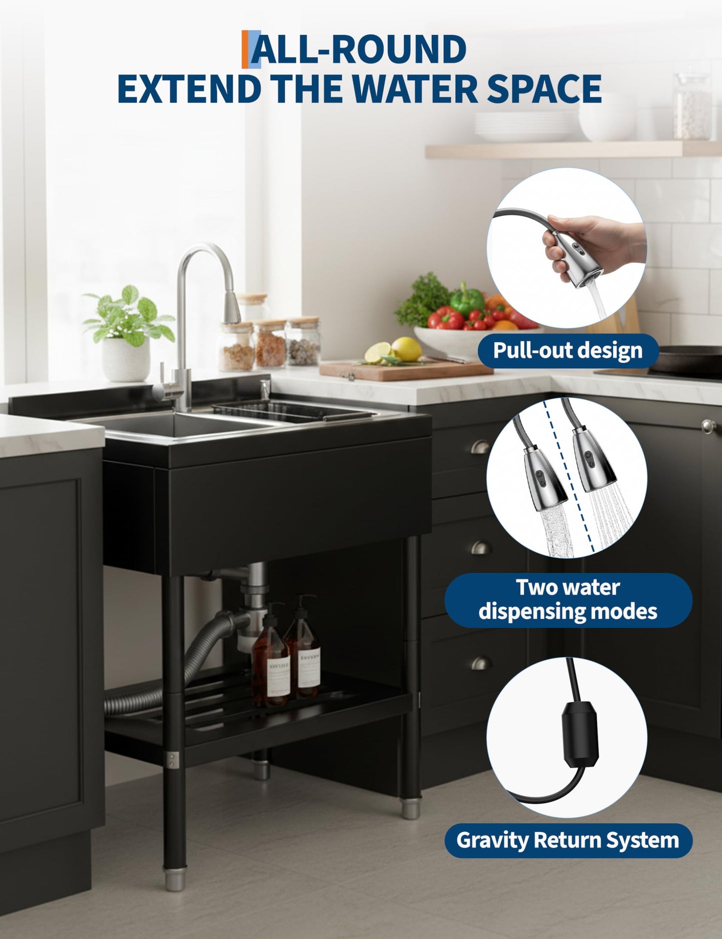 Freestanding Laundry Utility Sink, 31.1" × 22" × 37.8" Utility Sink with Washboard Set with Bracket and Drain Kit for Workshop, Laundry Room, Shop, Man Cave Outdoor and Indoor