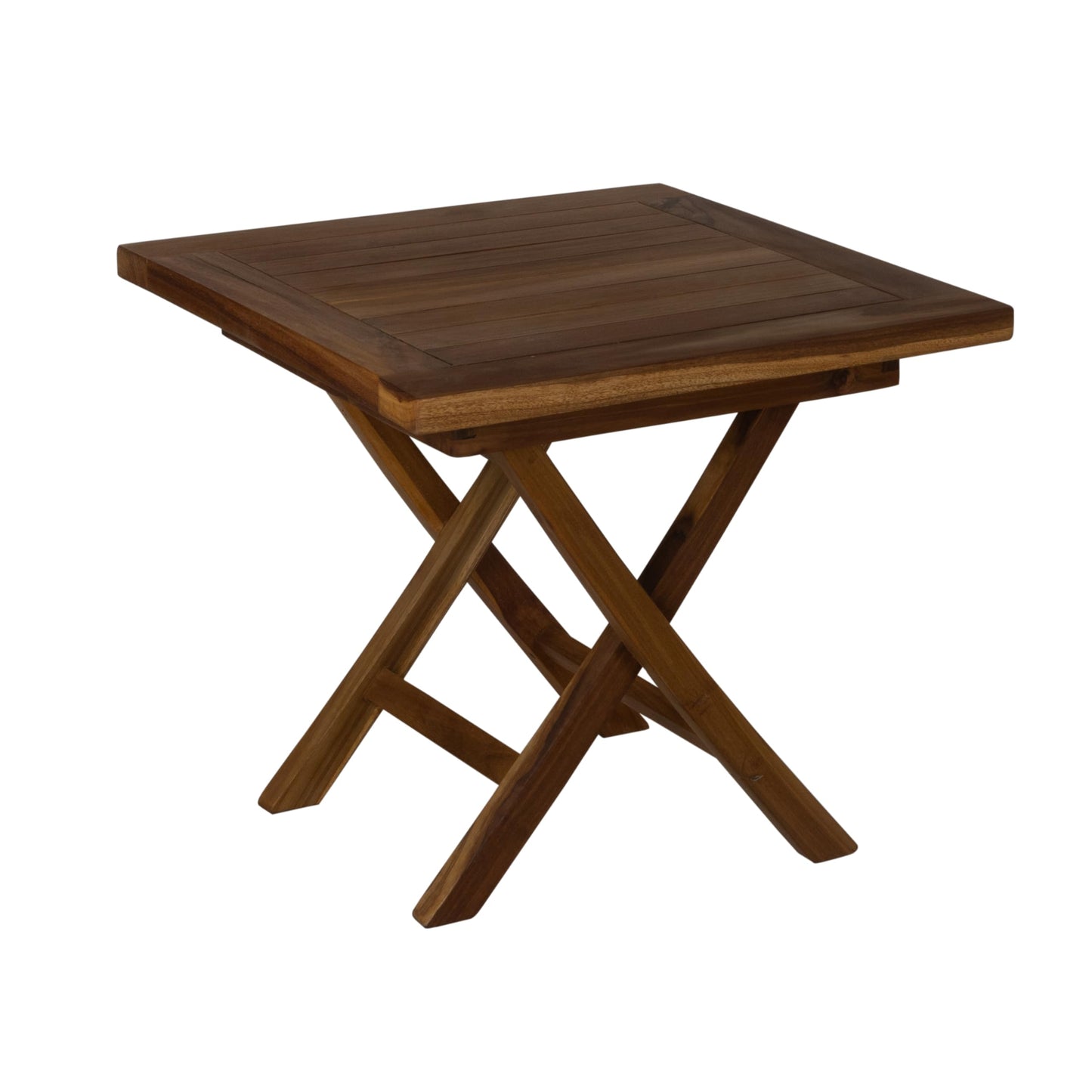 RRI Goods Teak Wood Folding Square Side Table, Teak Oil Finish for Camping & Outdoor Entertaining, Ideal End Table for Patio, Porch, Balcony (20" D x 20" W x 18" H)