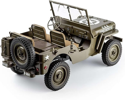RocHobby 1/6 1941 MB Scaler RC Car 4x4 Hobby Grade RC Car Mini RC Rock Crawler Military RC Truck with 550 Brushed Motor LED Lights for Adults RS