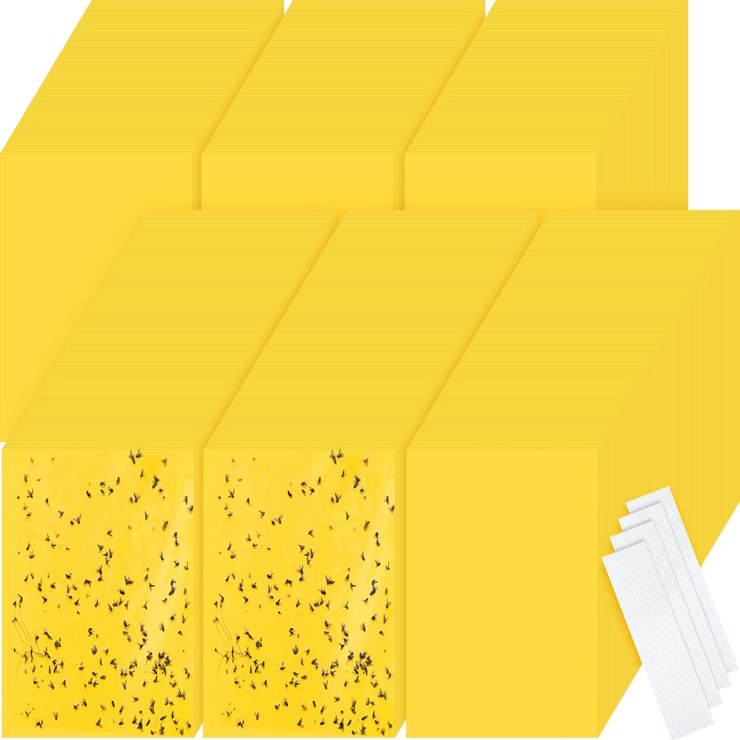 Qualirey 900 Pcs 6x8 Inch Yellow Sticky Traps for Gnats, Dual-Sided Sticky Gnat Traps for Indoor Outdoor, Fly Catcher for Fungus Gnats, Fruit Flies, Whiteflies– Bulk Pack with Twist Ties