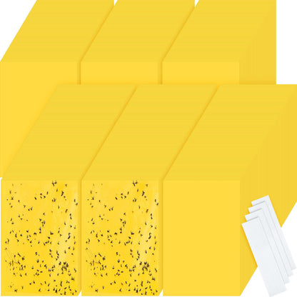 Qualirey 900 Pcs 6x8 Inch Yellow Sticky Traps for Gnats, Dual-Sided Sticky Gnat Traps for Indoor Outdoor, Fly Catcher for Fungus Gnats, Fruit Flies, Whiteflies– Bulk Pack with Twist Ties