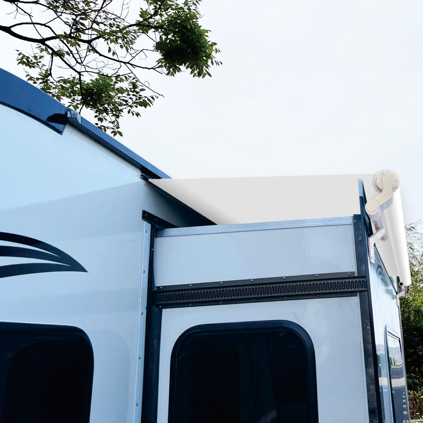 Dulepax RV Slide Out Awning,RV Slide Topper,Modular Camper Slide Out Awning Kit,Slide Toppers for RVs,5th Wheels,Travel Trailers and Motorhomes,White,13'9''(13'1''Fabric)