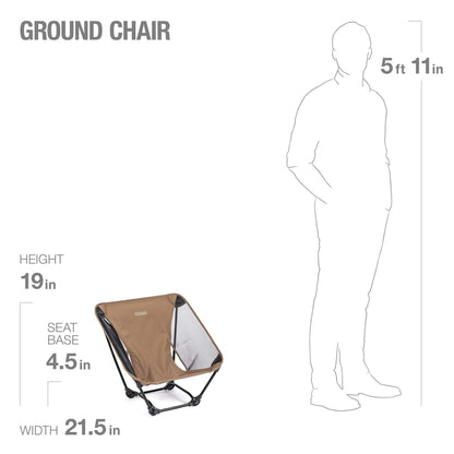 Helinox Ground Chair | Stable, 650g Ultralight, Packable, Portable Chair for Backpacking, Camping, Hiking, Travel, Moto-Touring (Coyote Tan)