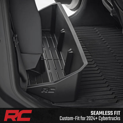 Rough Country Under Seat Storage Tray for Tesla Cybertruck (2024-2005) - Custom-Fit Rear Seat Organizer, High-Density Thermoplastic, Anti-Skid Cargo Tray