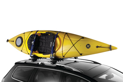 Thule HullaPort Pro - Rooftop Kayak Carrier - Foldable J-Cradle - 75lb Load Capacity - Includes 2 Bow & Stern tie Downs & 2 Straps - Fits Most roof Racks