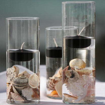 Black Floating Candles 3 inch 12 Pack - Floating Candles for centerpieces - Wedding Decor - Burning Time 8-10 Hours