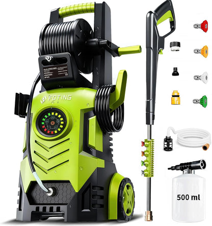 Skiennix 5000 PSI Pressure Washer - Adjustable 8-Level Touch Screen | 34" Tall with 4 Nozzles & Foam Cannon