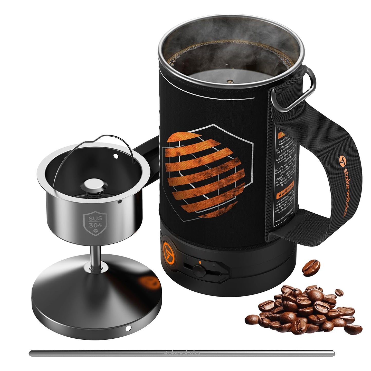 STOKE VOLTAICS Percolator Coffee Pot Electric,Boil Water & Brew Tea 2-in-1,3 Cup Coffee Maker,Portable Tea Kit for Camping,Travel