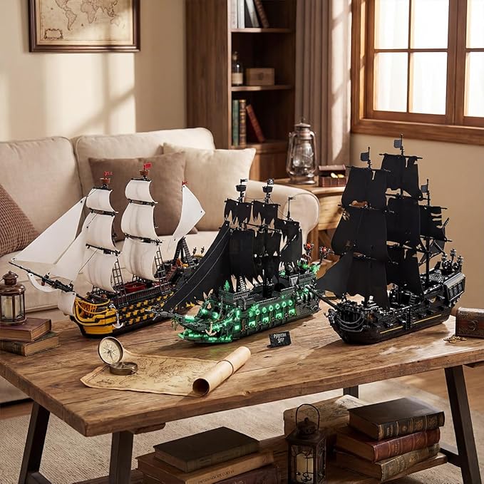 Black Pearl Pirate Ship Model Kit Large Boats Building Set Length 76.3cm with Sailboat Design for Adults Interesting for Enthusiasts 2868pcs