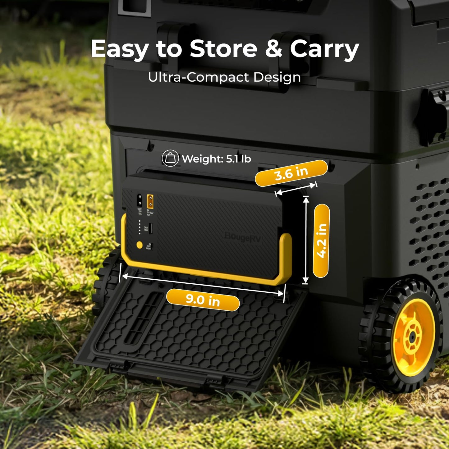 BougeRV 240Wh Detachable Battery, Car Refrigerator Battery for CRD2V2.0/RockyV3.0/CRH20/CRX3 12 Volt Refrigerator Power Station, Multiple Input/Output Ports for Overlanding, Camping, Truck, Outdoor