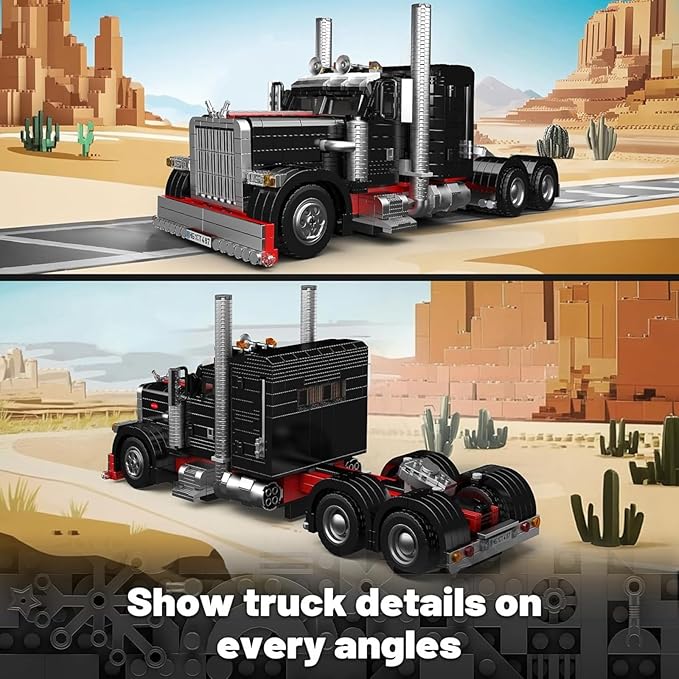 Mould King 10037 Semi Truck Building Set Flatbed Truck Toy with 10 Wheels Collectible Car Model to Build and Display Creative Gift for Adult (1797 Pieces)