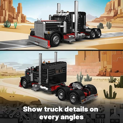 Mould King 10037 Semi Truck Building Set Flatbed Truck Toy with 10 Wheels Collectible Car Model to Build and Display Creative Gift for Adult (1797 Pieces)