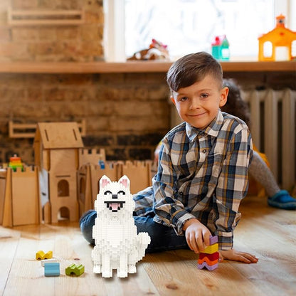 Larcele Micro Building Blocks Set DIY Mini Building Toy Bricks for Age Over 12 Years 991 Pieces KLJM-02 (Samoyed Dog)