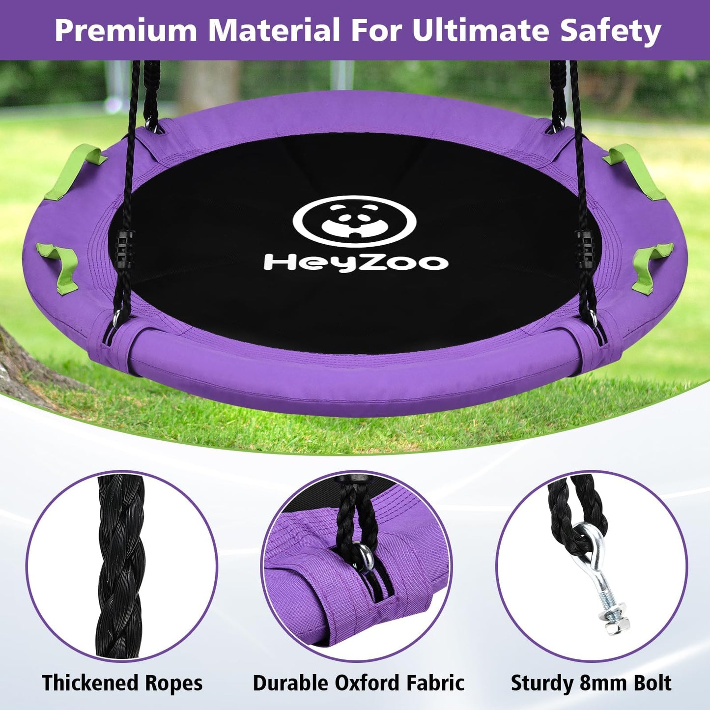 Tree Swing, 60 inch Larger Saucer Swing for Whole Family, 900lbs Weight Capacity, with Adjustable Hanging Straps, for Outdoor Backyard, Gifts for Kids, Purple