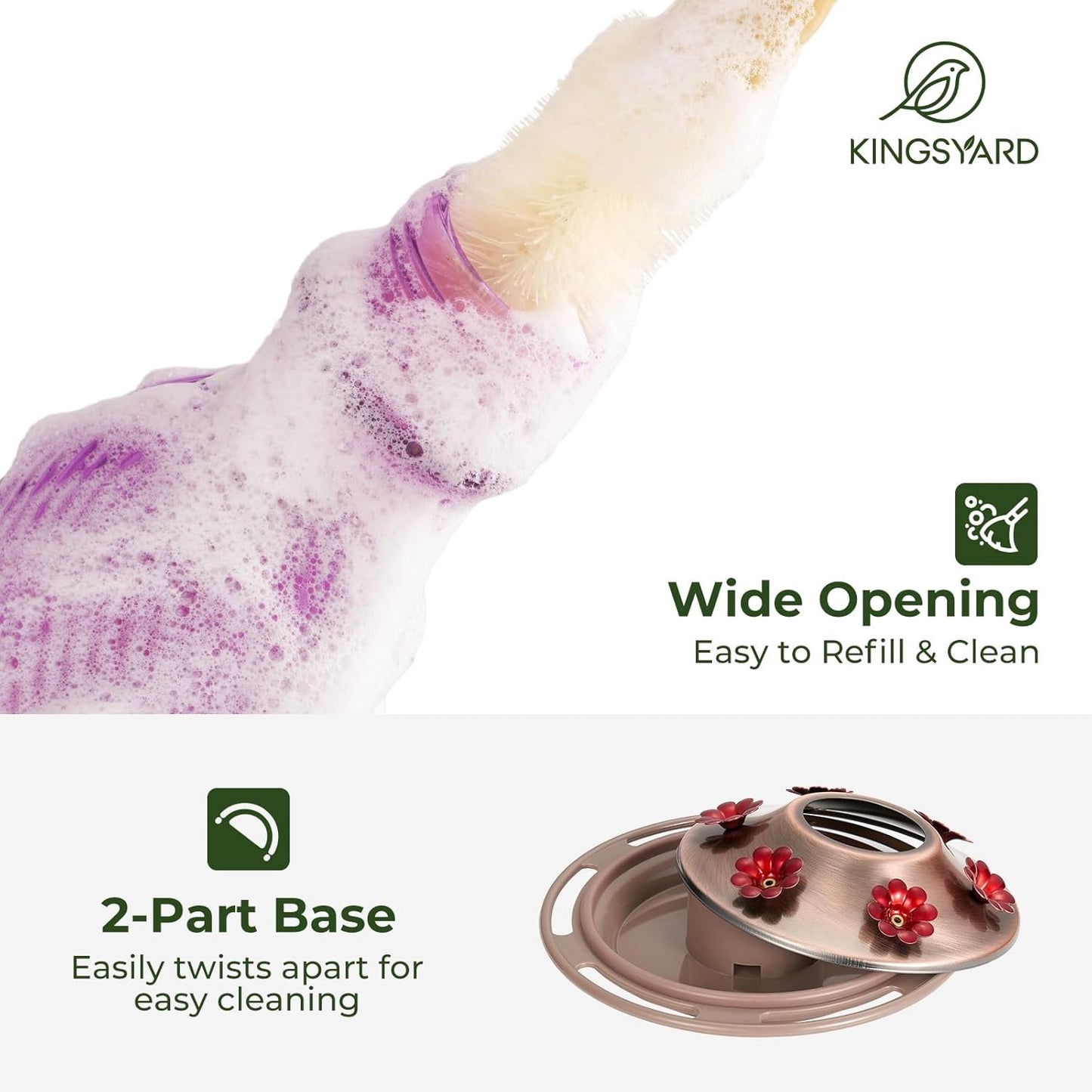 Kingsyard Hummingbird Feeder - 24 oz Outdoor Nectar Feeder with 6 Ports & Ant Moat | Easy Clean Purple
