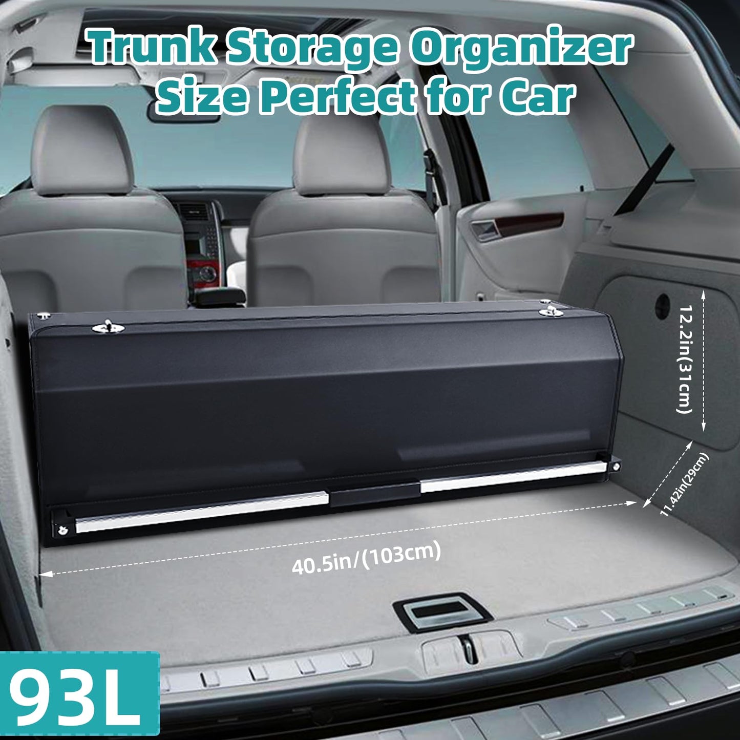 CarCrate Car Trunk Organizer with LED Light, SUV Organizer Trunk Storage, Leather Callapsible Storage Box, Waterproof Car Organizers and Storage Powered by 4 AA Batteries(Batteries Not Included)