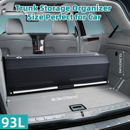 CarCrate Car Trunk Organizer with LED Light, SUV Organizer Trunk Storage, Leather Callapsible Storage Box, Waterproof Car Organizers and Storage Powered by 4 AA Batteries(Batteries Not Included)