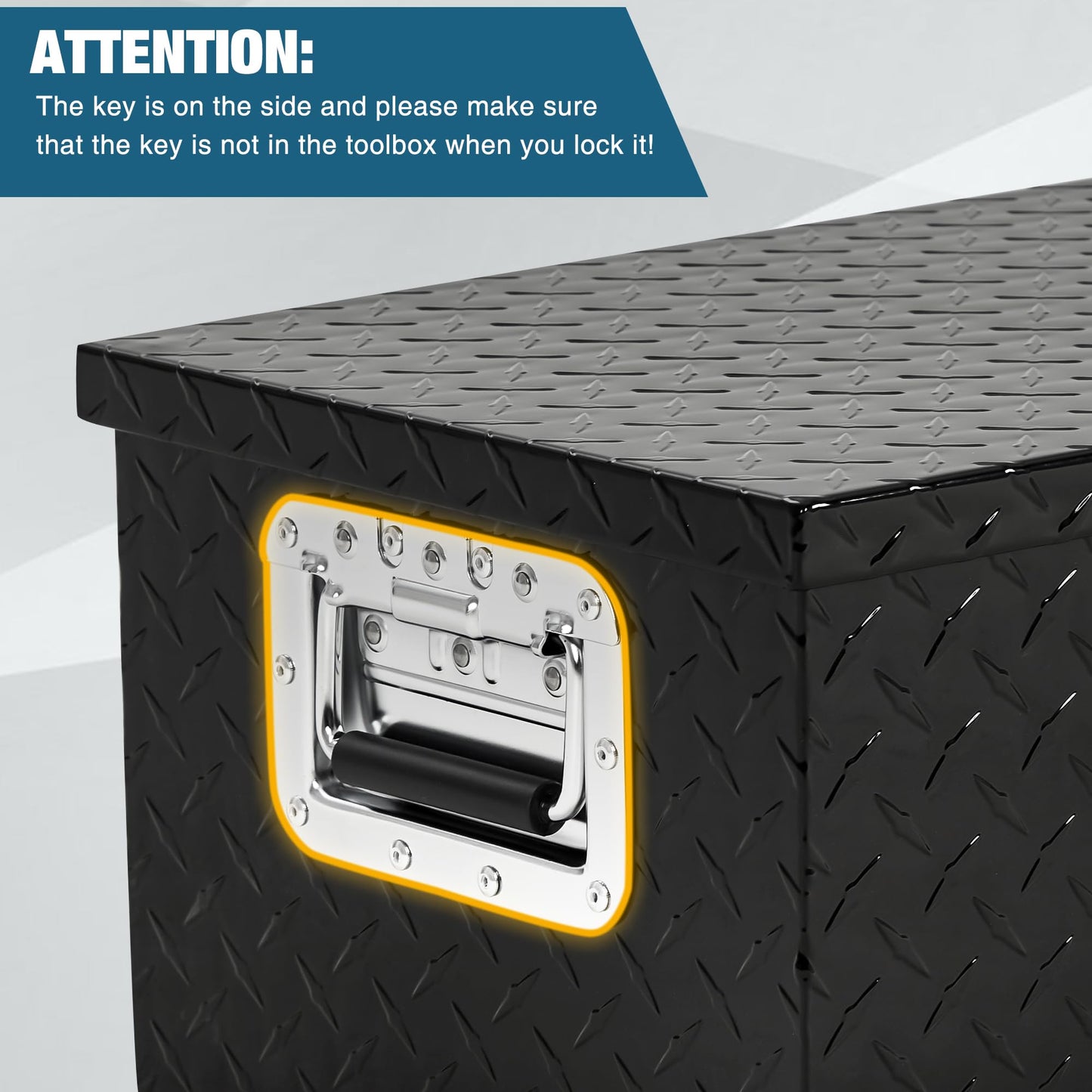 Garvee 39 in Heavy Duty Aluminum Diamond Plated Tool Box Pick Up Truck Bed RV Trailer Toolbox Square Storage Organizer with Side Handle, Lock and Keys, Waterproof -39 in x 13 in x 10 in