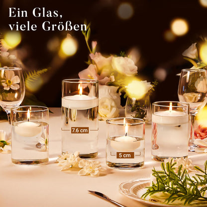 Ashlux White Floating Candles 2 inch, 24 Pack Floating Candles 5-6 Hours Long Burning, Unscented Floating Candle for Centerpieces, Wedding, Christmas Lights, Romantic Night for Her/Him Set