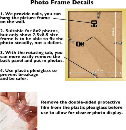 JCJMY Gold Picture Frame - 8x9 Wall Mount or Tabletop Display | Shatter-Resistant Plexiglass