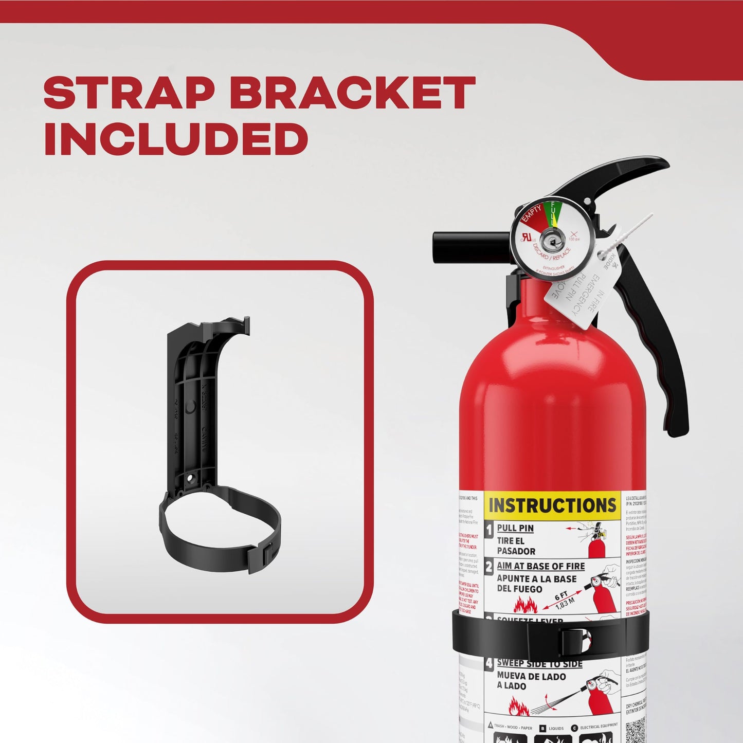 Kidde Fire Extinguisher for Home, 1-A:10-B:C, Dry Chemical Extinguisher, Red, Mounting Bracket Included, 4 Pack