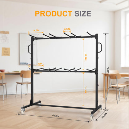 DTK Folding Chair Rack on Wheels,Rolling Rack to Hold 84 Chair or 12 Tables,Heavy-Duty Cart of 800lbs Capacity,Storage Holder Rack for Folding Chairs with Nylon Locking Wheels,Rain Cover,Elastic Cords