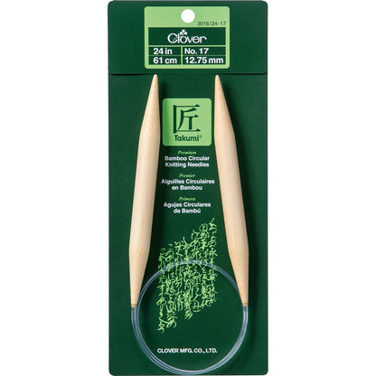 Clover 3016/24-17 No.17 Bamboo Circular Knitting Needles, 24"