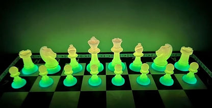 Dam Merch's LED Illuminated Glow in The Dark Chess Set - Made in USA (Regulation Dualing Rainbow)