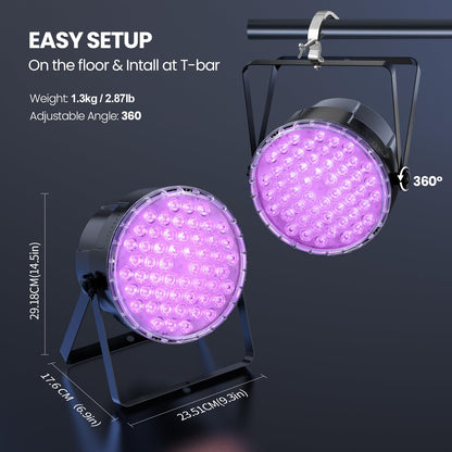 BETOPPER Par Lights with Remote Control, 54x3W LED RGB 3-in-1 Stage Lights DMX DJ Lighting Fixtures, Superior Brightness Strobe Light & Wash Light for Party, Concert, Church, Wedding, Bar,8 Pack