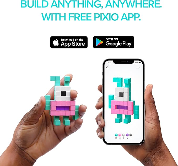 PIXIO Happy Family - Magnetic Building Blocks for Kids Over 6 Years Pixel Art STEM Magnet Toys for Kids Ages 8-12 Portable Magnetic Blocks for Creativity - 162 pcs