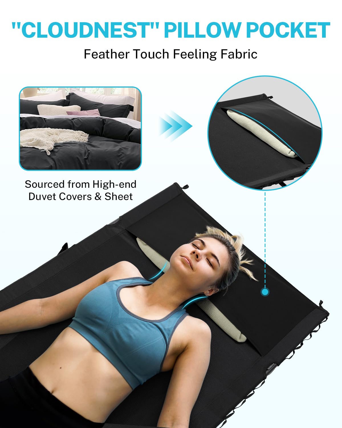 Gonex 31.5" Extra Wide Camping Cot Supports 400lbs, Portable Ultralight Folding Cot Bed for Adults Travel, Beach, Home, Sleeping