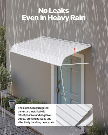 VEVOR Aluminum Awning 60 x 42 in, Durable Window Awning Door Canopy, Lightweight and Stable Aluminum Awnings for Doors Exterior Rain Snow Sunlight Protection for Door Entrance Windows Patio Porch