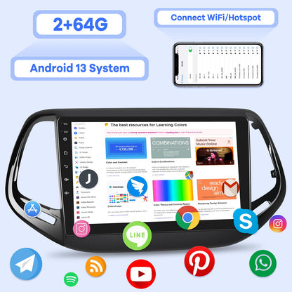 [2G+64G] Car Radio for Jeep Compass 2017-2020, 10 inch Touch Screen Android 13 Stereo, Carplay/Android Auto/EQ Audio/SWC/Bluetooth +AHD Backup Camera