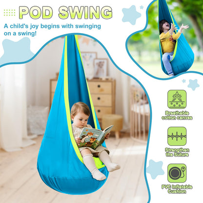 Swing Stand Frame with Sensory Swing Pod Chair, X-Shaped Swing Set, Metal Hammock Chair Stand for Adults Indoor and Outdoor 330LBS (Auqa)