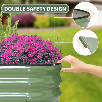 1MORE Galvanized Raised Garden Bed- Planter Garden Boxes Outdoor, Raised Beds for Gardening,8x2x1ft Metal Garden Bed Kit for Vegetables Flower, Planter Raised Beds with Tools.Green